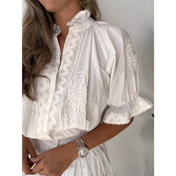 NEW JULIET DUNN blouson poplin blouson dress in white - Picture 2 of 3